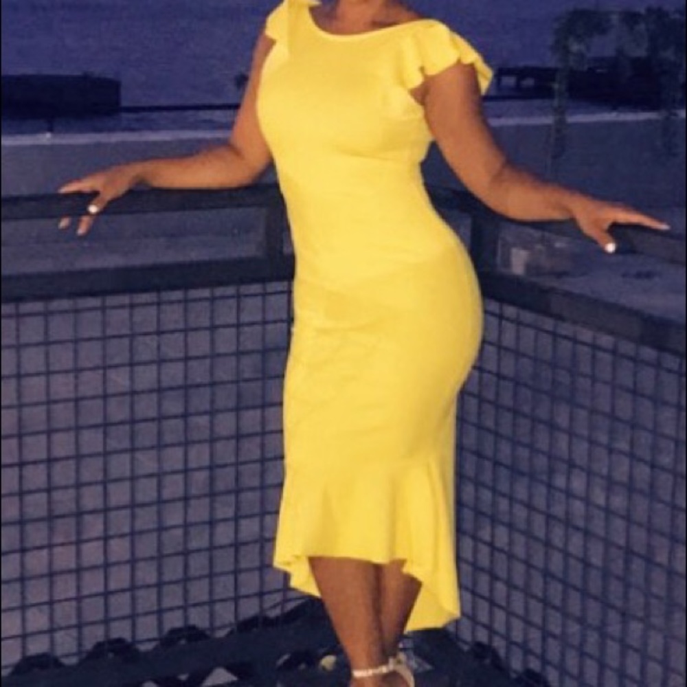 Yellow Mermaid Midi Dress
